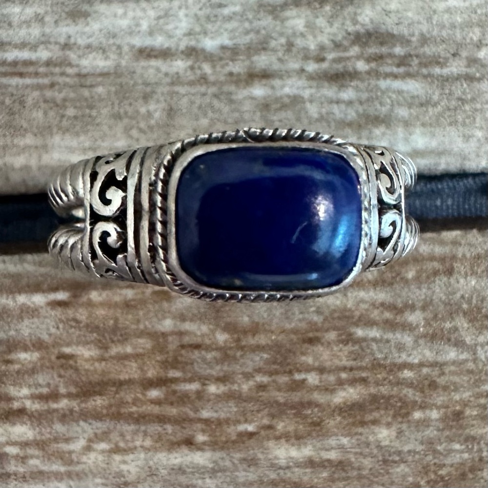 Blue Lapis Sterling Silver Ring, Size 8.75 - Picture 2 of 11